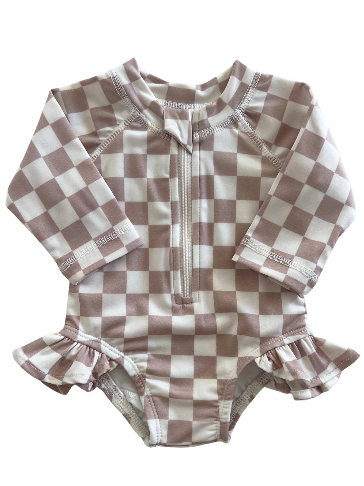 Taupe Checkered Swimsuit